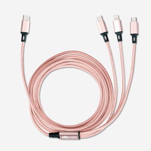 Ellie Rose - 3-in-1 10 ft Charging Cable (USB-C) - Rose Gold Ellie Rose - 3-in-1 10 ft Charging Cable (USB-C) - Rose Gold