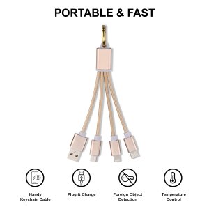 Ellie Rose - 3-in-1 Charging Keychain - Gold Ellie Rose - 3-in-1 Charging Keychain - Gold