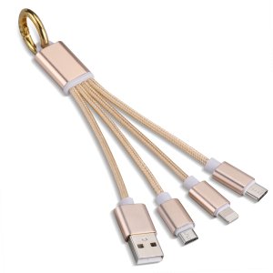 Ellie Rose - 3-in-1 Charging Keychain - Gold Ellie Rose - 3-in-1 Charging Keychain - Gold