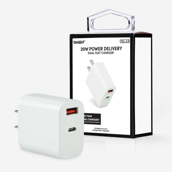 Ellie Rose - Dual Port Wall Charger - White - Usb A & Usb C