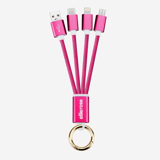 Ellie Rose - 3-in-1 Charging Keychain - Hot Pink
