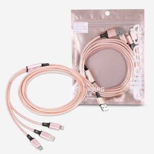 Ellie Rose - 3-in-1 10 ft Charging Cable (Usb A) - Rose Gold Ellie Rose - 3-in-1 10 ft Charging Cable (Usb A) - Rose Gold