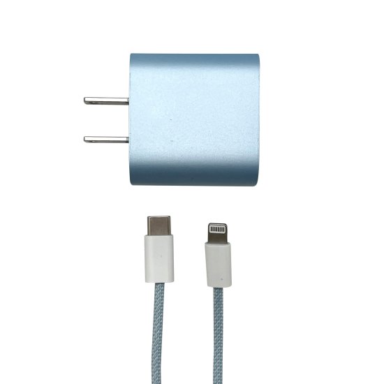 POWER UP - Fast 20W 3\' Lightning Charger Set - LIGHT BLUE