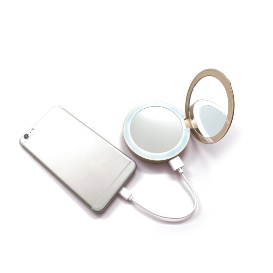 Tech Candy - Glow Up - Compact Mirror/Charger - GOLD