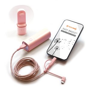 Tech Candy - Easy Breezy Portable Fan + Power Bank - Pink Tech Candy - Easy Breezy Portable Fan + Power Bank - Pink