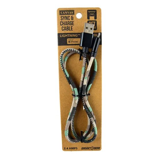 POWER UP - Canvas 3ft Usb To Lightning Charge Cable - CAMO