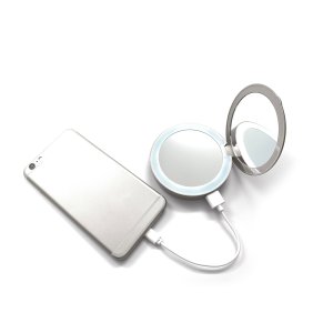 Tech Candy - Glow Up - Compact Mirror/Charger - SILVER Tech Candy - Glow Up - Compact Mirror/Charger - SILVER