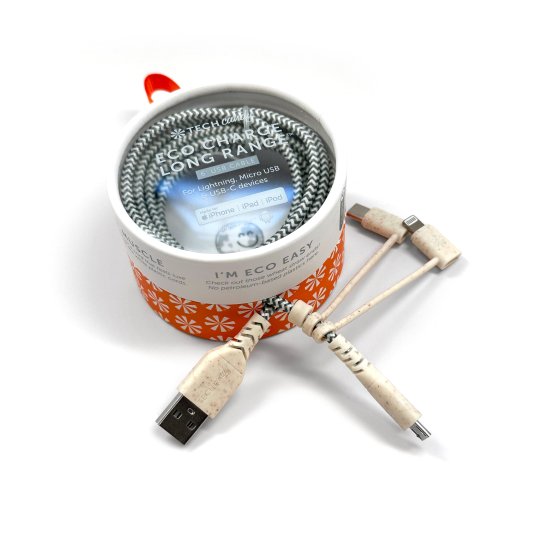 Tech Candy - Eco Charge Long Range™ 6’ Usb (3 Tip) - NATURAL