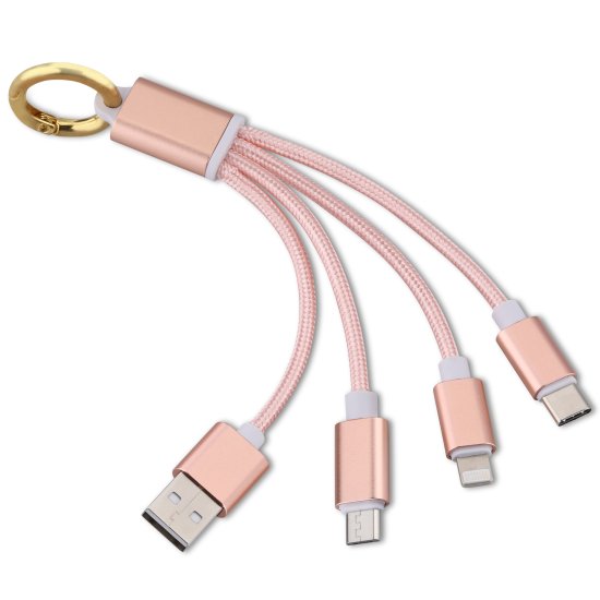 Ellie Rose - 3-in-1 Charging Keychain - Rose Gold