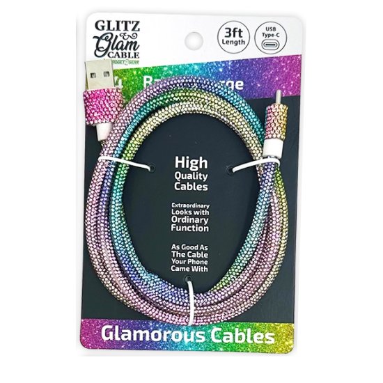 Glitz N Glam - USB-C Cable - Rainbow Sparkle