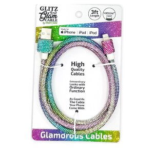 Glitz N Glam - Lightning Cable - Rainbow Sparkle Glitz N Glam - Lightning Cable - Rainbow Sparkle
