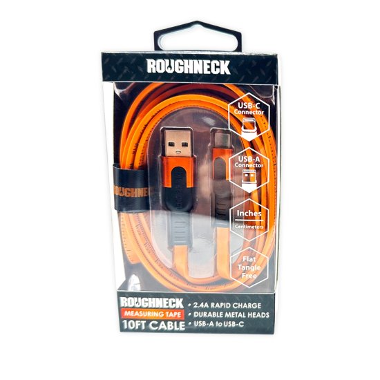 Roughneck - 10\' Flat w/ Tape Measure - USB-C Cable